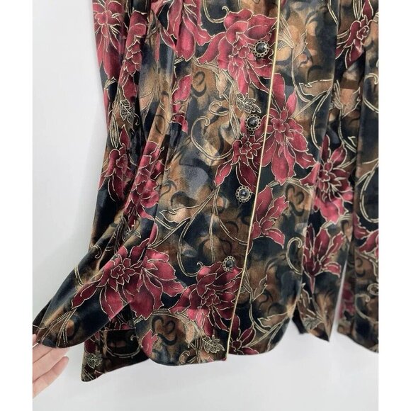 Vintage R&K Evenings Etched Floral Velvet Button-Down Blazer Size 12 Event - Picture 6 of 12